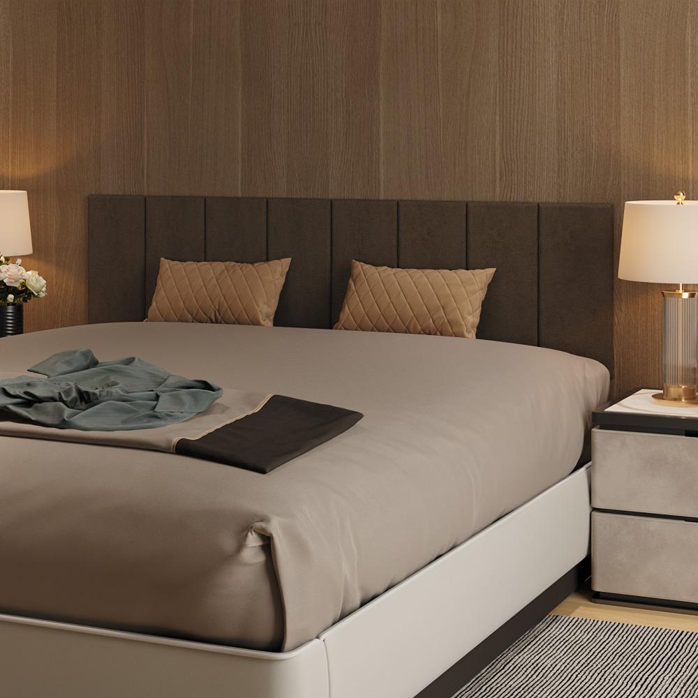 Cabeceira Modular Estofada Adesiva Autocolante Queen 1,60 - Marrom