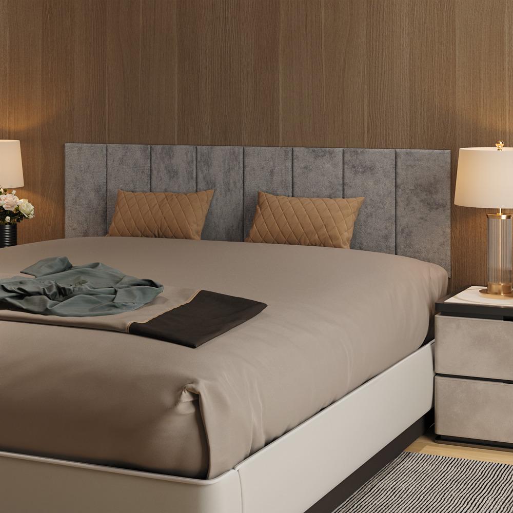 Cabeceira Modular Estofada Adesiva Autocolante Queen 1,60 - Grafite