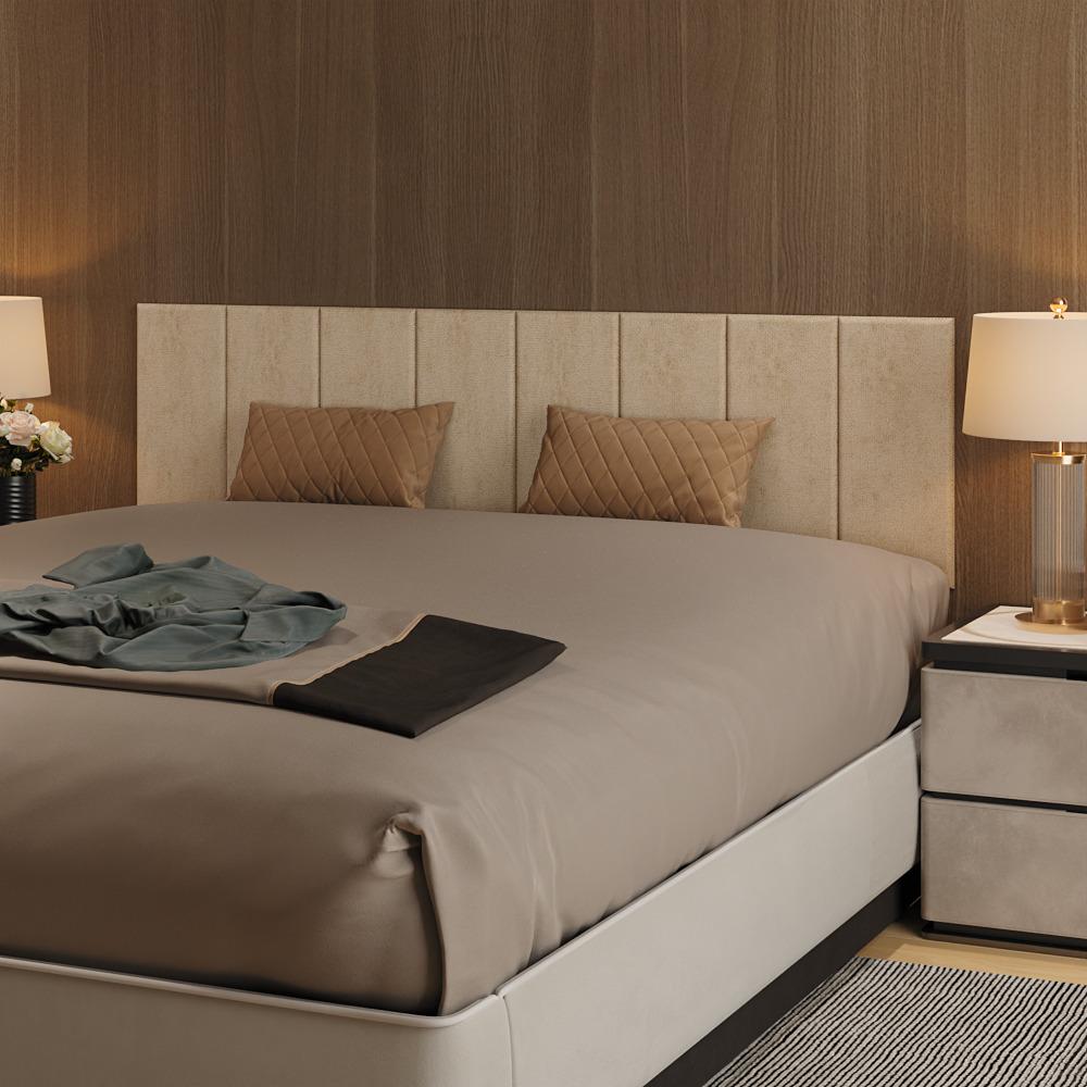 Cabeceira Modular Estofada Adesiva Autocolante Queen 1,60 - Bege