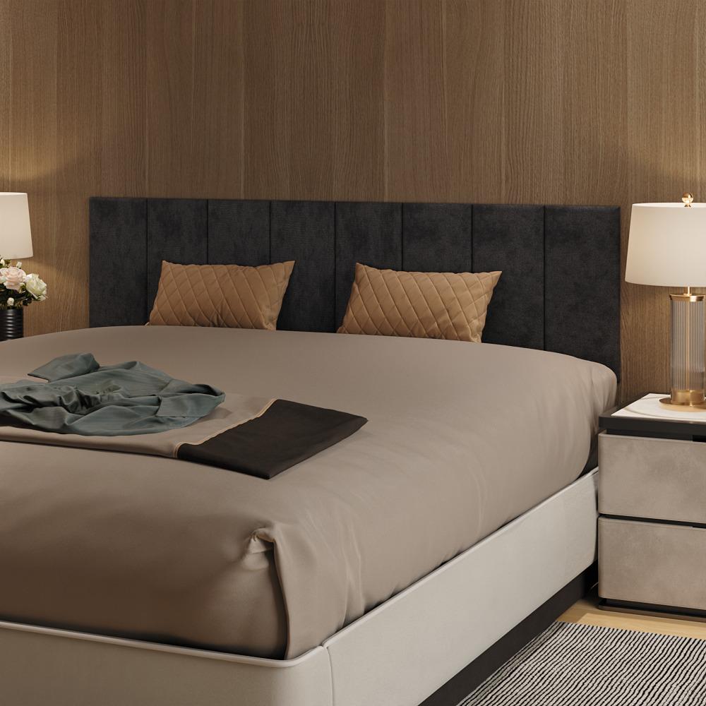 Cabeceira Modular Estofada Adesiva Autocolante Queen 1,60 - Preto