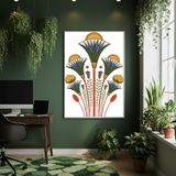 Quadro Decorativo Flor De Lótus Egípcia 70x50cm Mold Preta