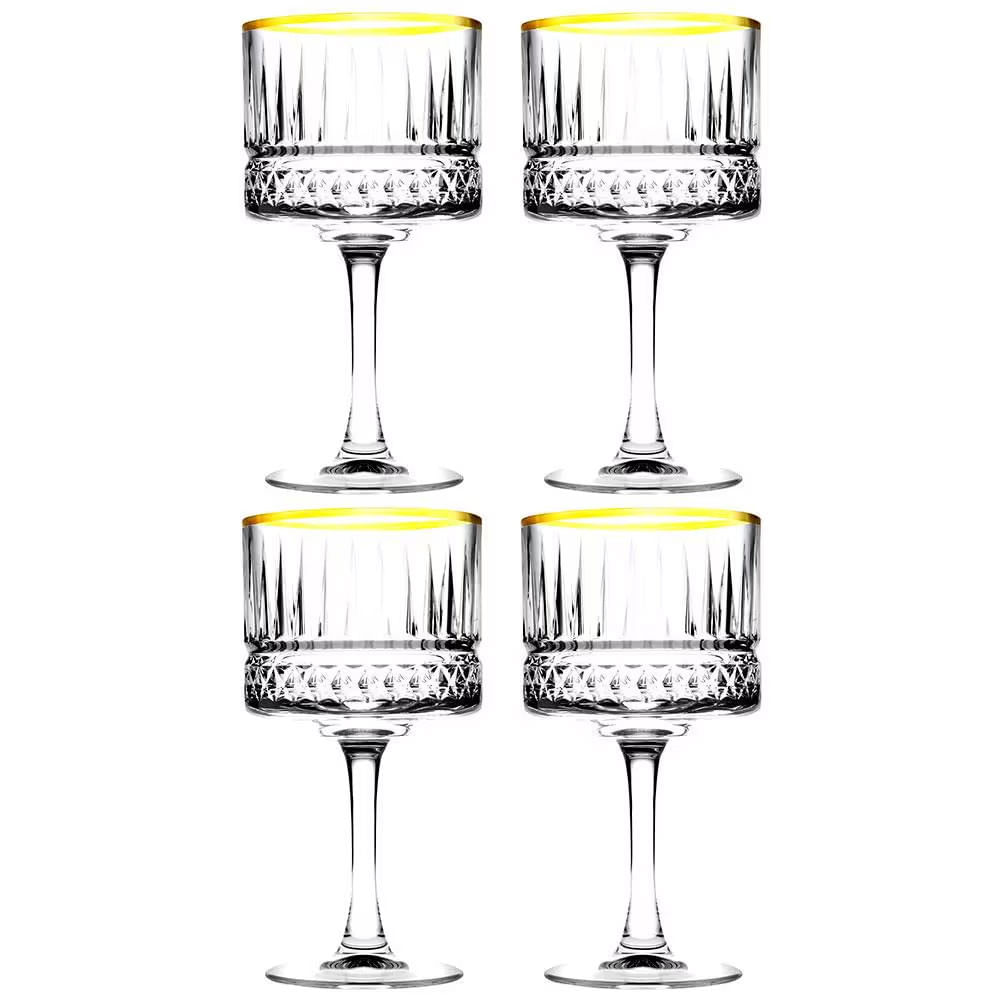Conjunto De Taças P/ Coquetel Elysia Gold Vidro 500ml 04 Peças Pasabahce