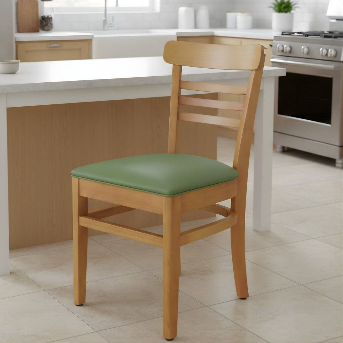 Cadeira Madeira Maciça Para Sala De Jantar Paulistana Mel / Verde Musgo