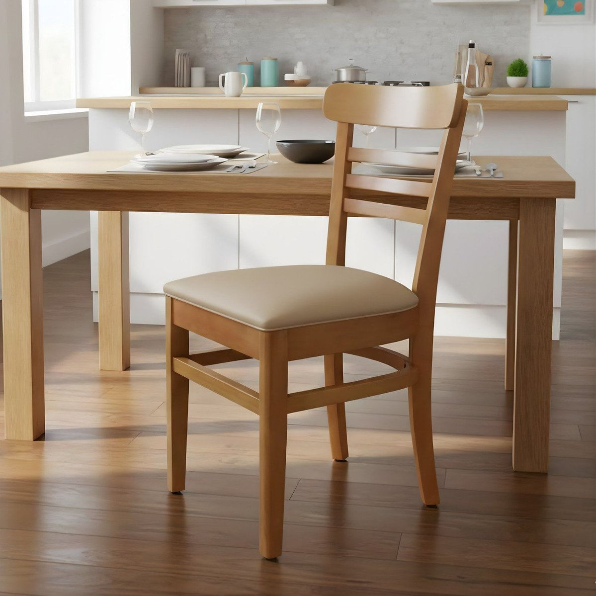 Cadeira Madeira Maciça Para Sala De Jantar Paulistana Mel / Bege