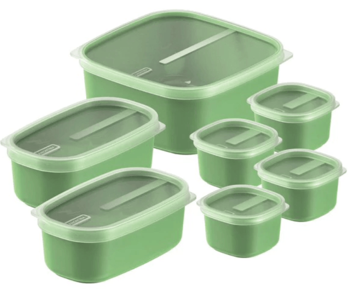 Kit De Potes Hermeticos Antibacteriano Tramontina 7pc Ellegance Green