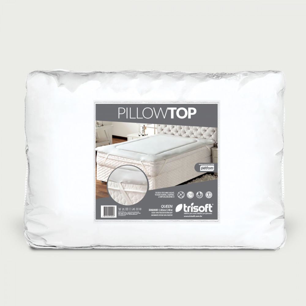 Pillow Top Para Colchão Queen 158x198x05 Petfom Branco Trisoft
