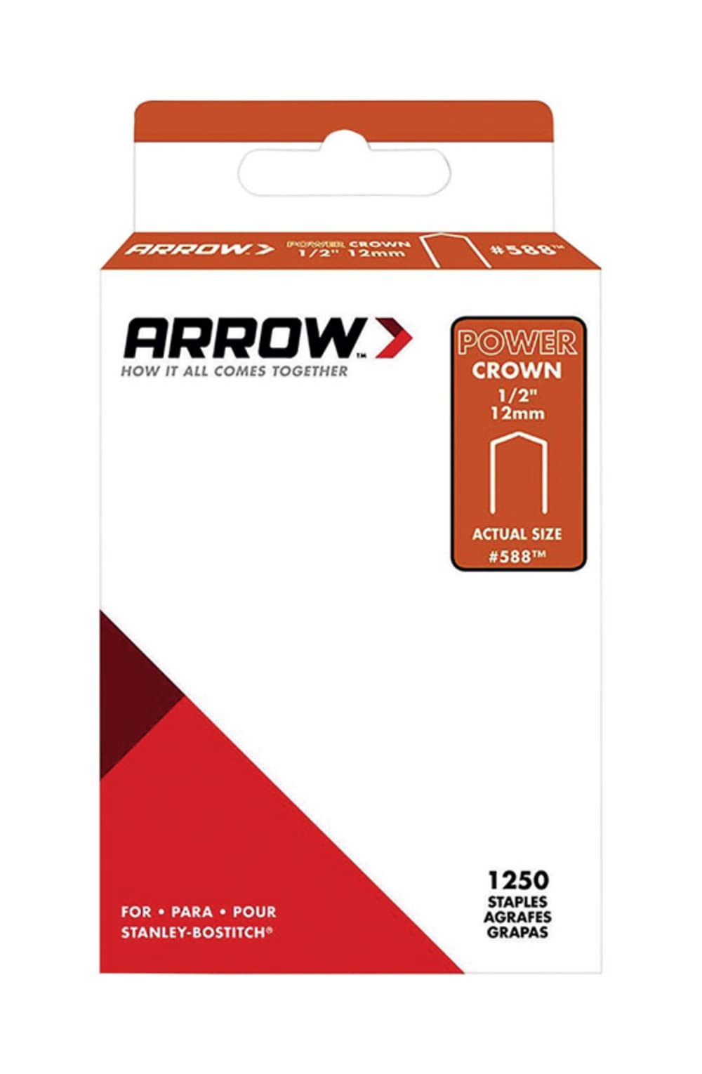 Staples Arrow 588 Heavy Duty Power Crown, 1,27 Cm, Pacote 1250