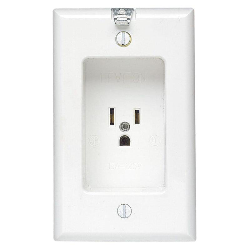Outlet Leviton 15A 125V Single White 5-15R 1 Pacote [00688-00W]