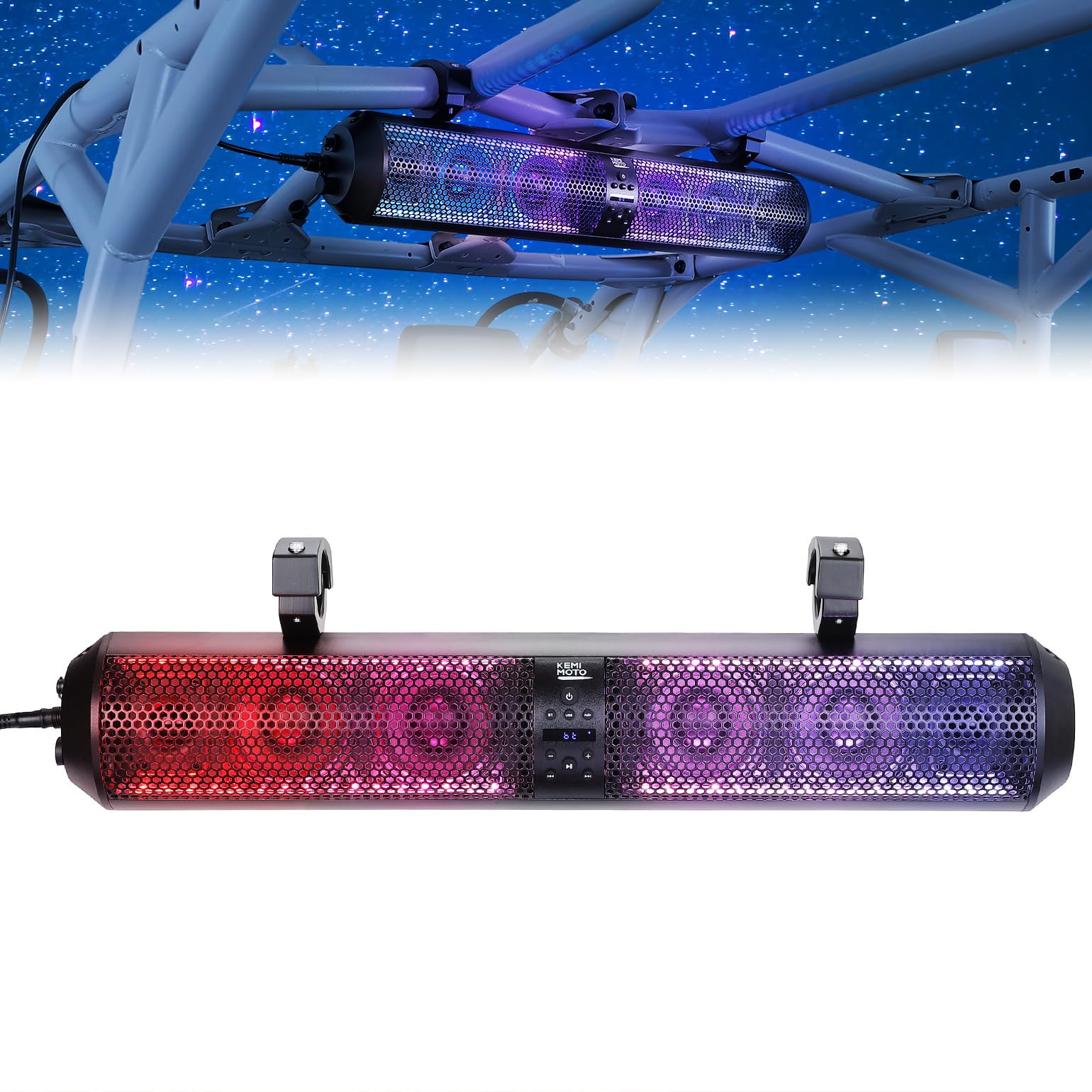 Barra De Som Utv Kemimoto De 28 Polegadas Com Subwoofers Bluetooth Rgb