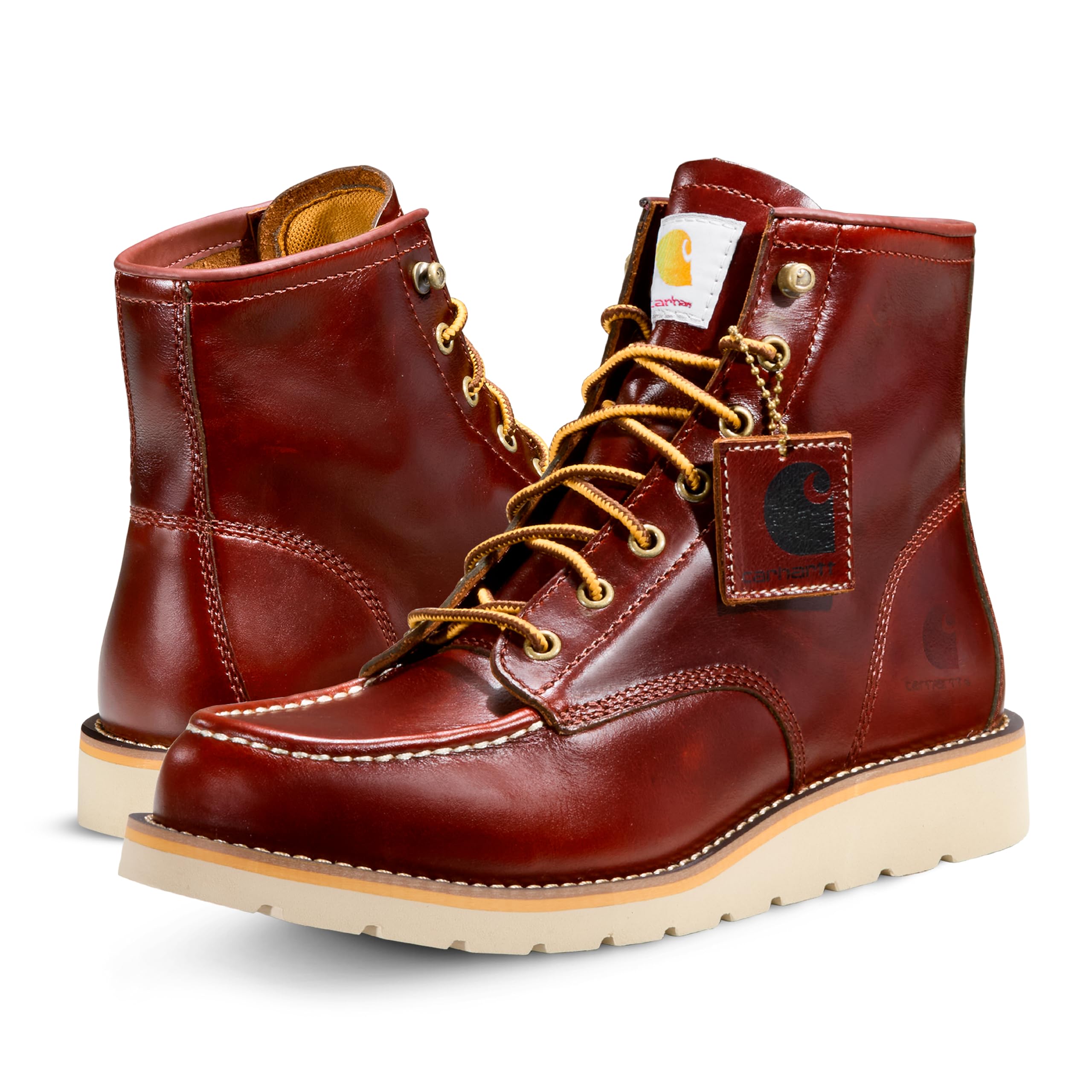 Bota Masculina Carhartt, De 6 Polegadas, Com Cunha, Vermelha, Marrom, Impermeável