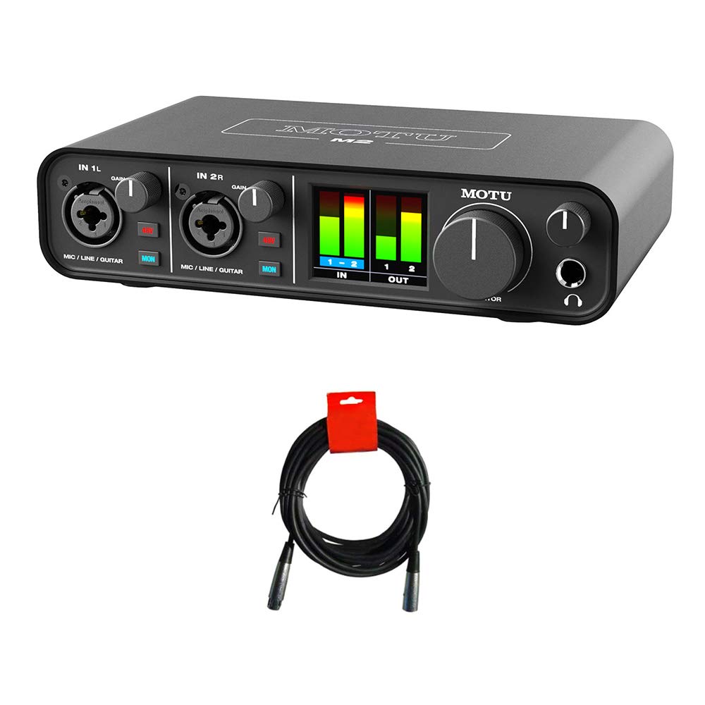 Interface De Áudio Motu M2 2x2 Usb-c Com Pacote De Cabos Xlr-xlr