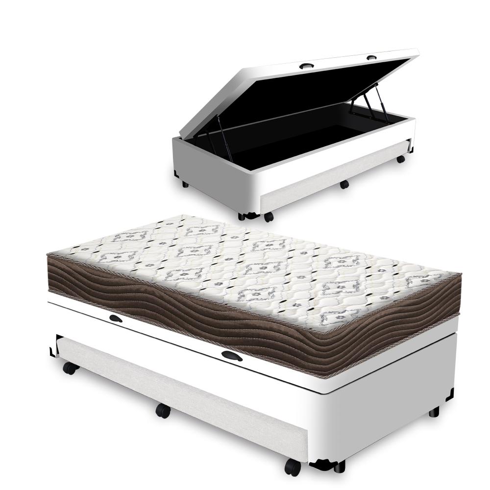 Box Baú + Auxiliar Com Colchão Ortobom D45 Iso 150 Solteiro