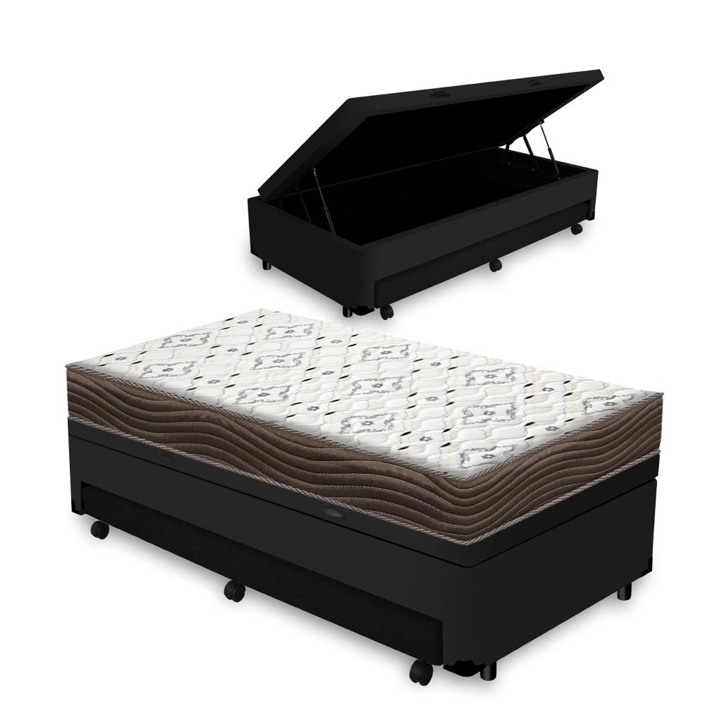 Box Baú + Auxiliar Com Colchão Ortobom D45 Iso 150 Solteiro