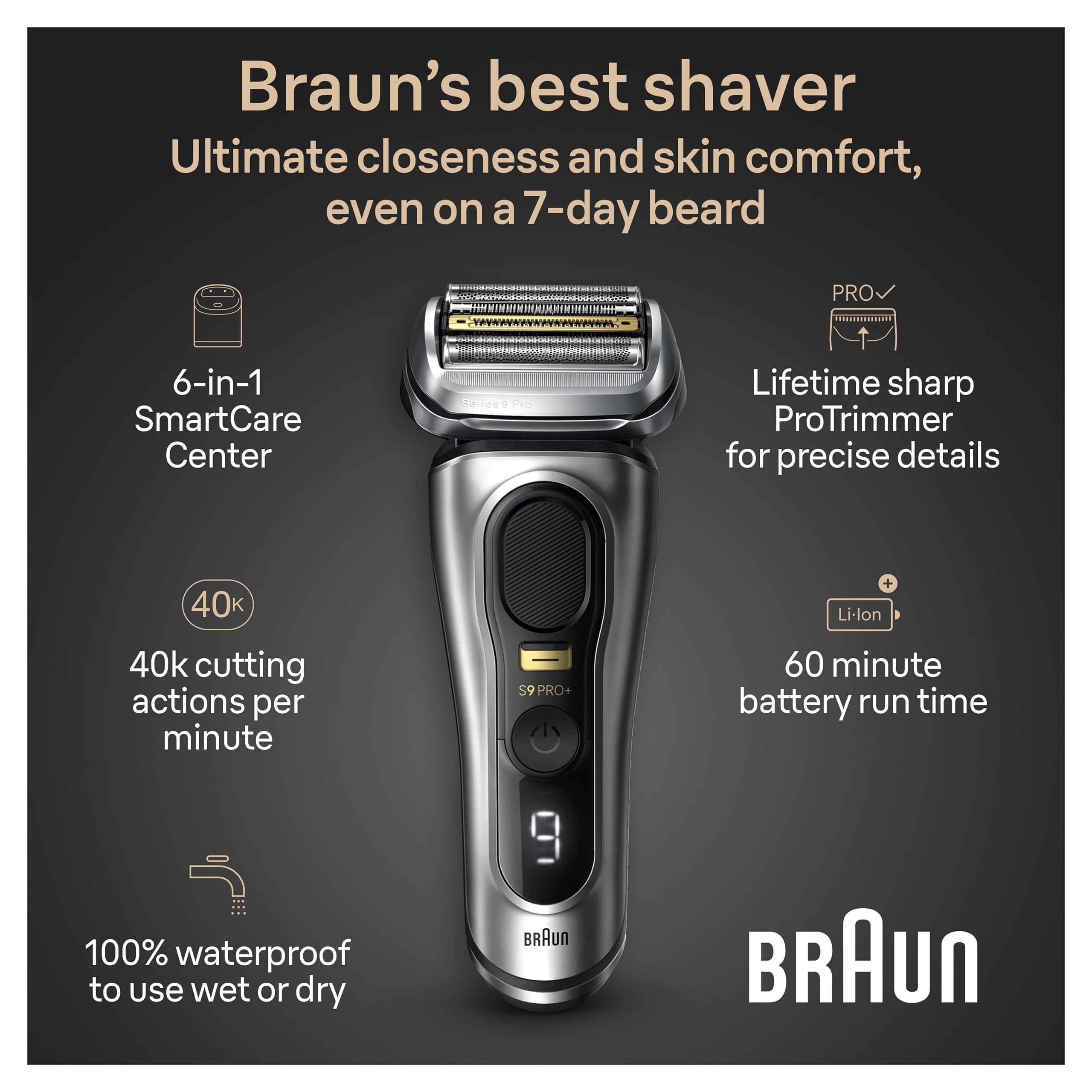 Barbeador Elétrico Braun Series 9 Pro+ 9567cc Para Homens - Carrefour