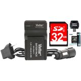 Kit De Bateria E Carregador+cartão Sd De 32 Gb Para Canon Lp-e17