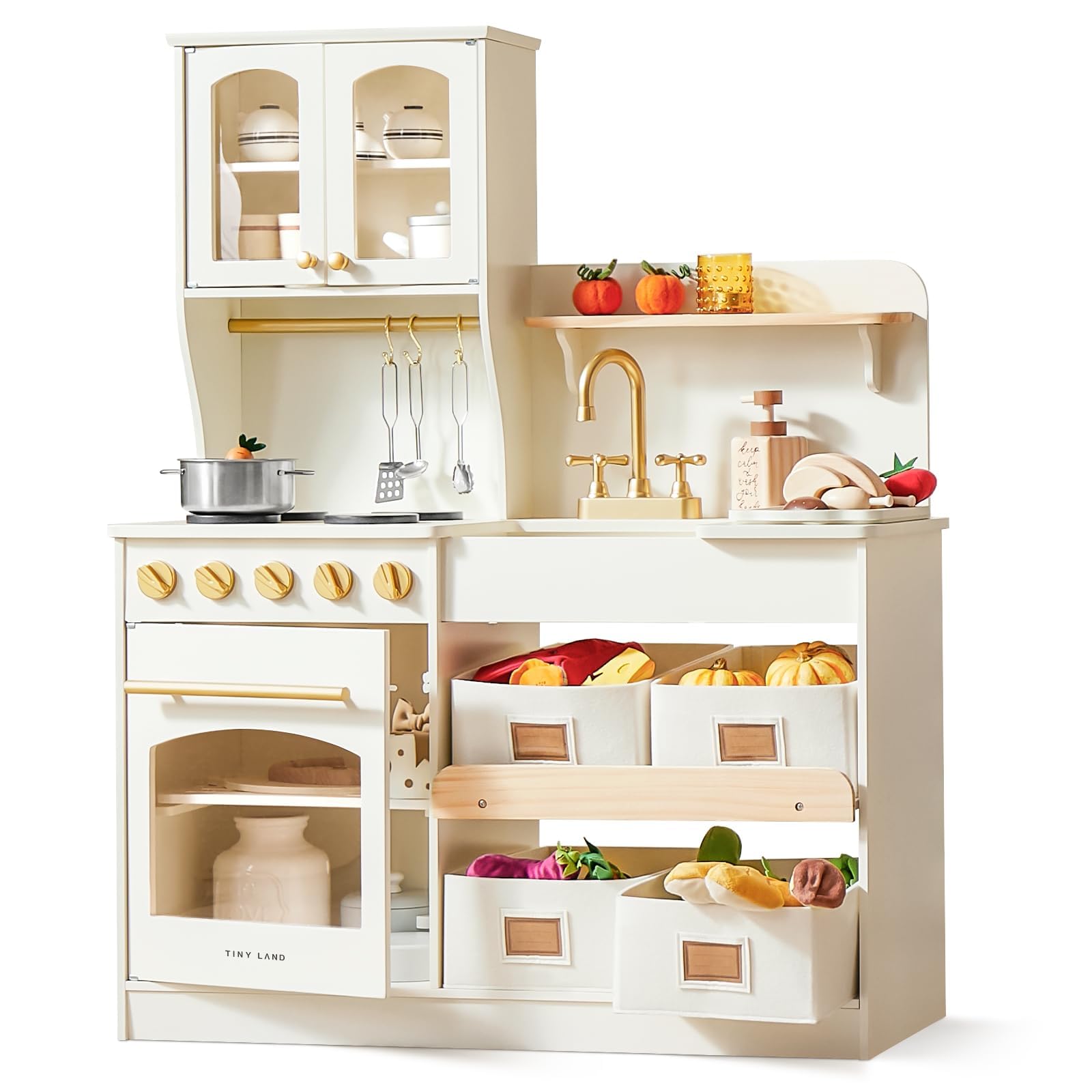 Play Kitchen Tiny Land Wooden Com Sistema De Armazenamento De Brinquedos Há Mais De 3 Anos