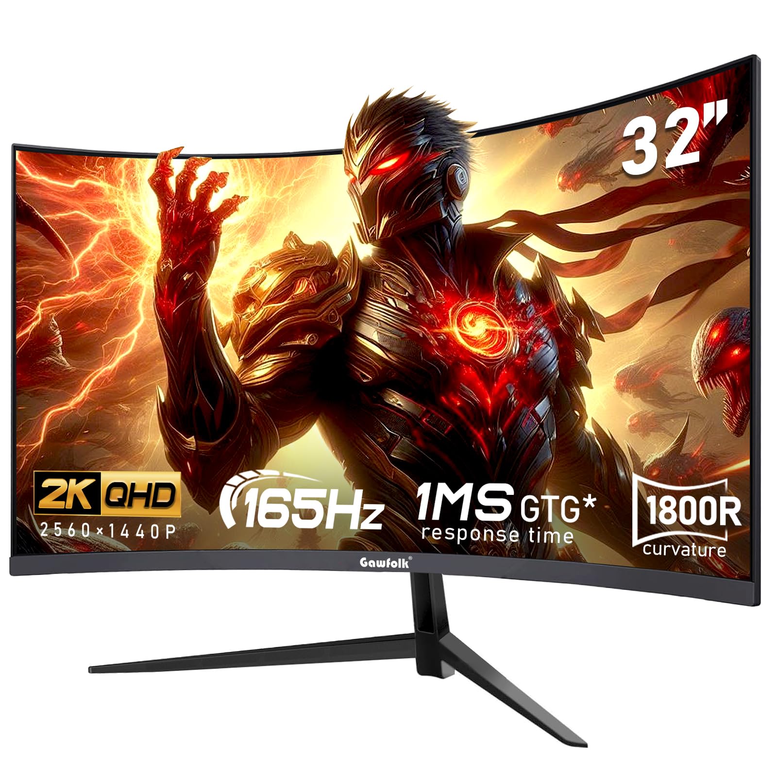 Monitor De Jogos Gawfolk 32 Polegadas 2k Qhd (2560x1440) 165 Hz