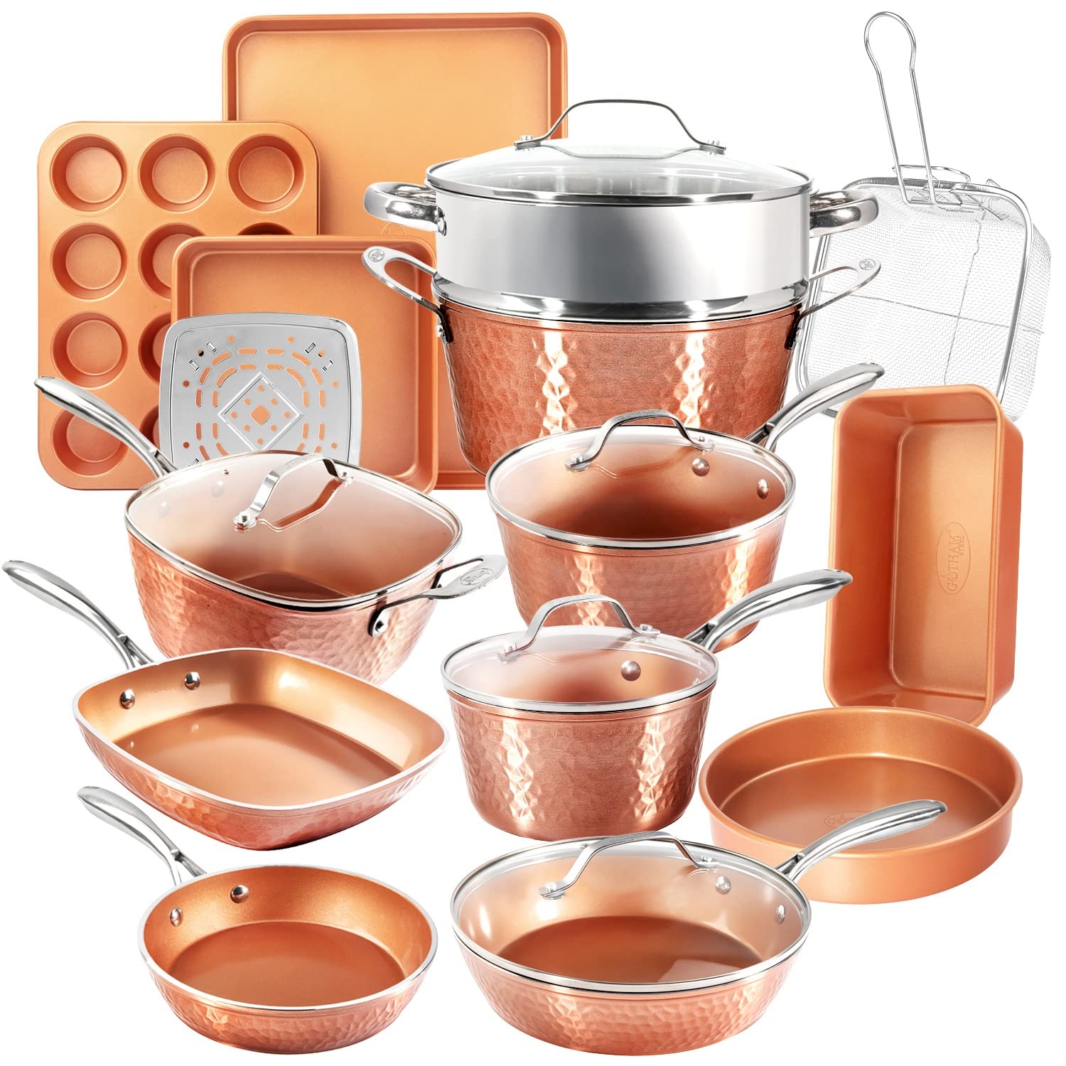 Conjunto De Utensílios De Cozinha Gotham Steel Hammered Copper 20 Peças