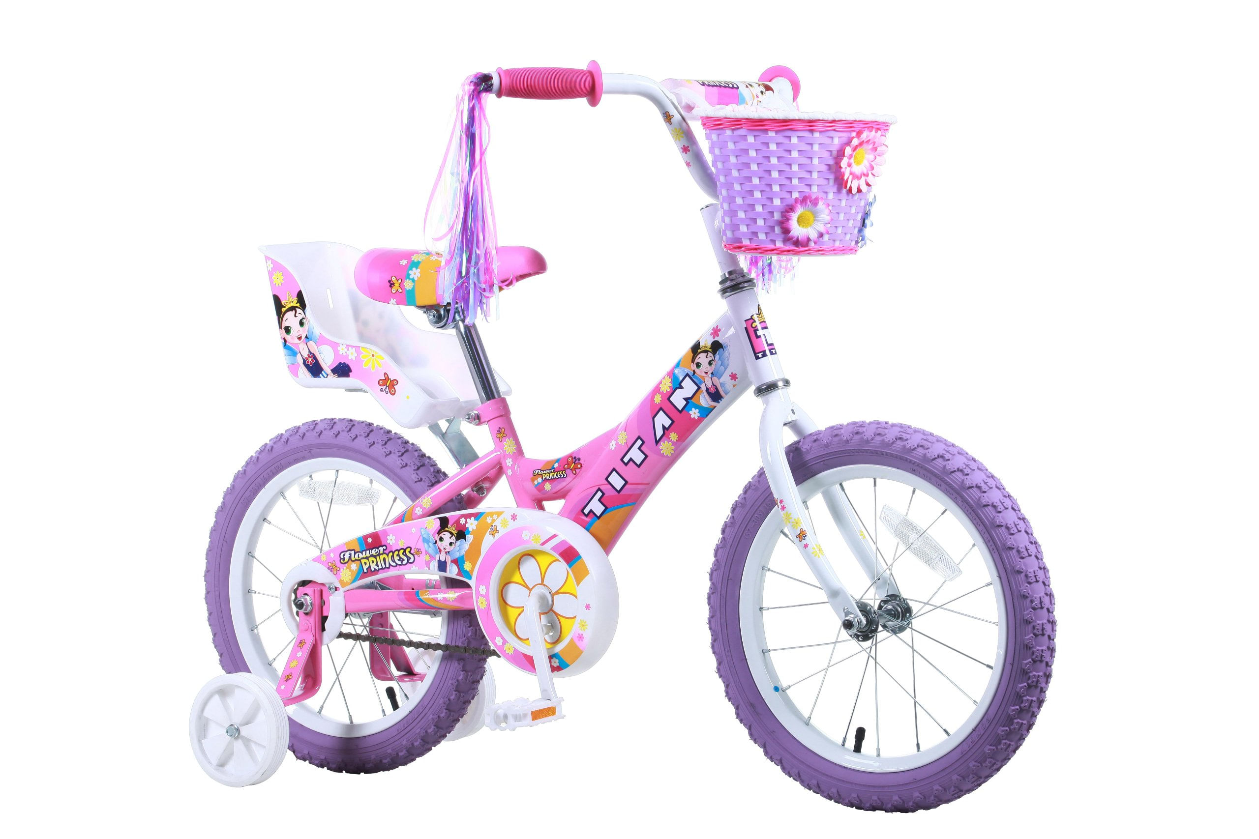 Bicicleta Titan Girl's Flower Princess Bmx De 16 Polegadas Por 4-9 Anos