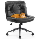 Cadeira De Escritório Sweetcrispy Criss Cross Sem Braços Em Couro Pu