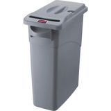 Lata De Lixo Rubbermaid Slim Jim 60l Com Tampa E Fechadura Com Chave Cinza