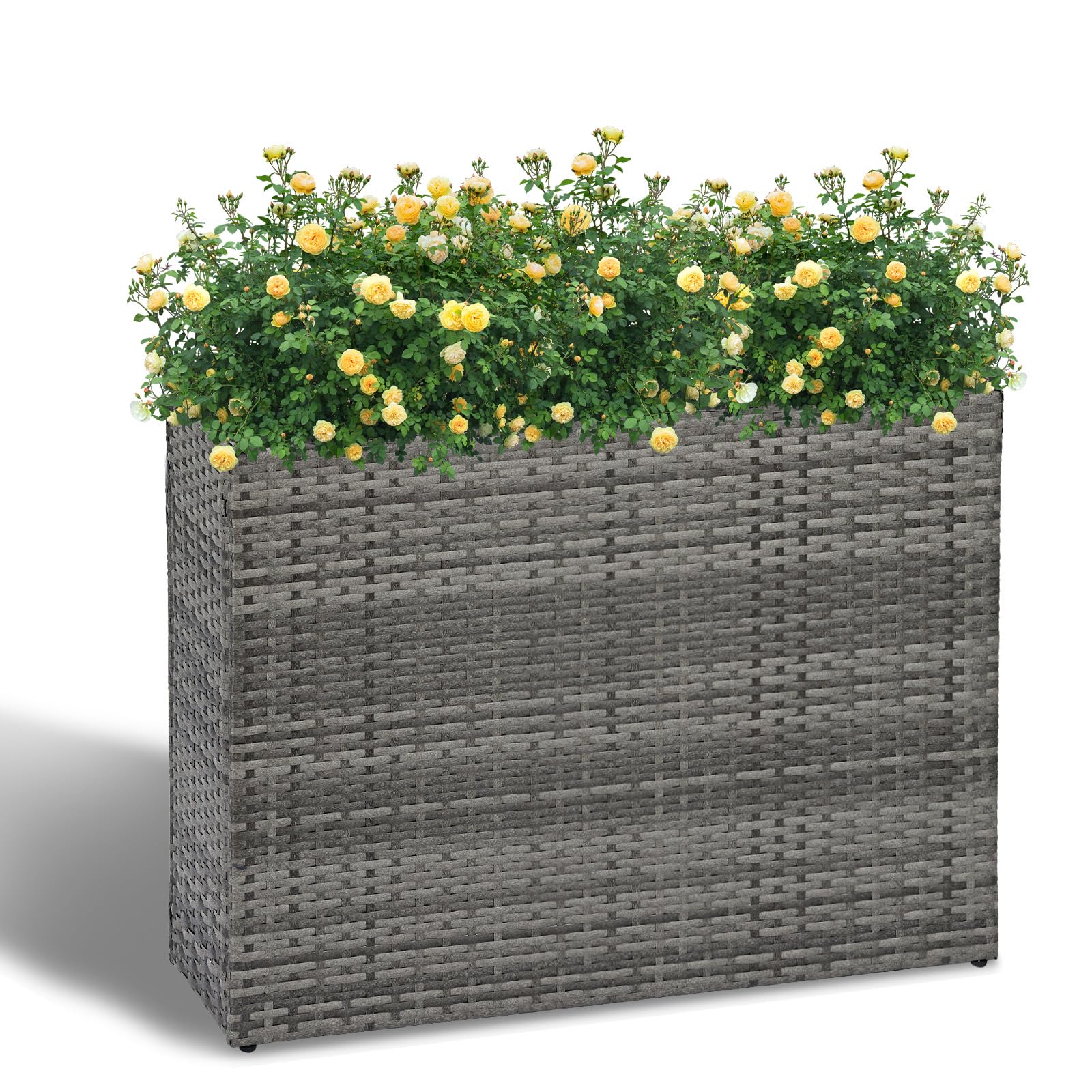 Caixa De Plantio Lewis & Wayne Bloco Retangular Grande Cinza De Vime