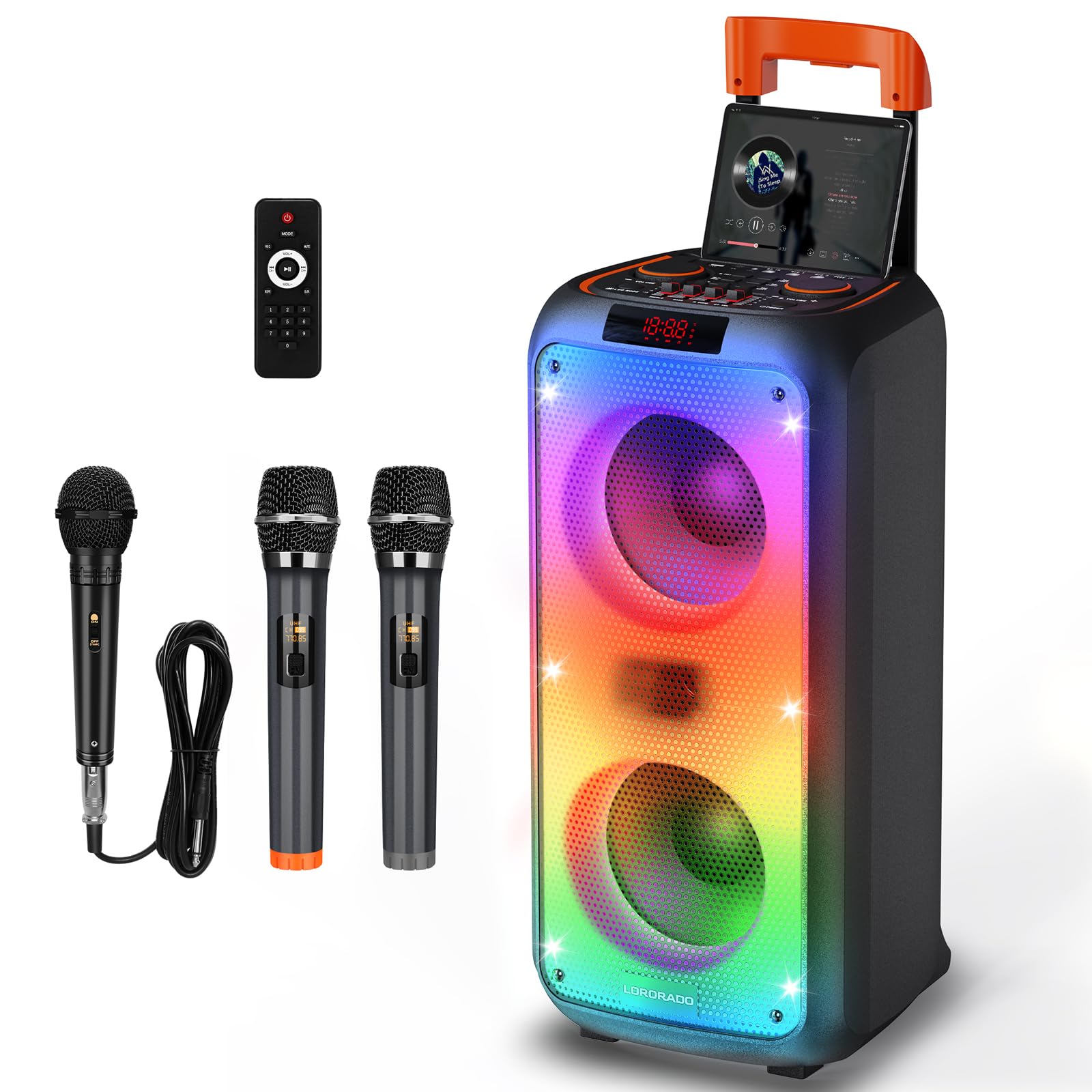 Alto-falante Karaoke Machine Hukkmela Party Com 3 Microfones Preto