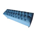 Recamier Baú Capitonê Vintage Suede Azul Solteiro