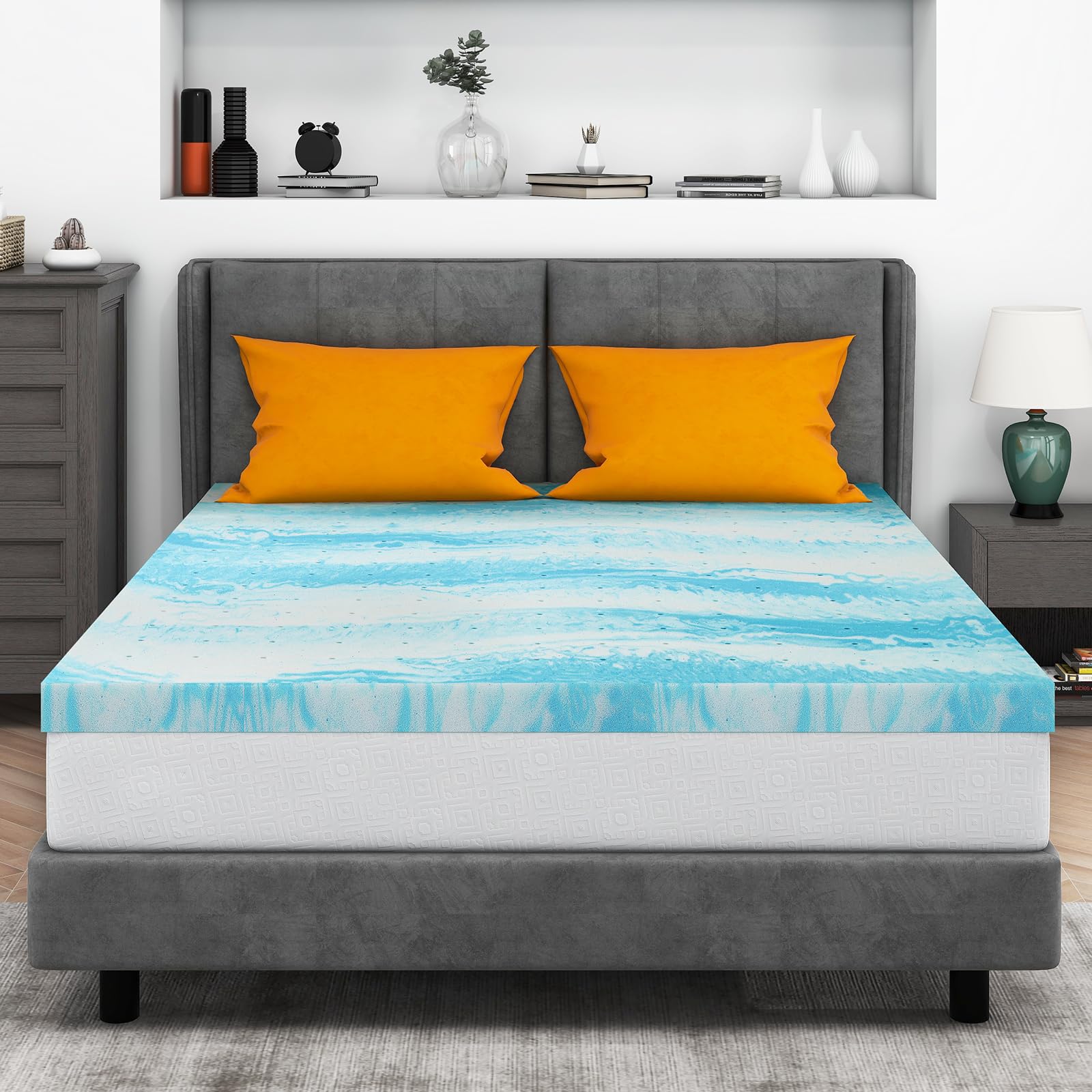 Topper De Colchão Iululu Gel Memory Foam De 4 Polegadas Queen Size