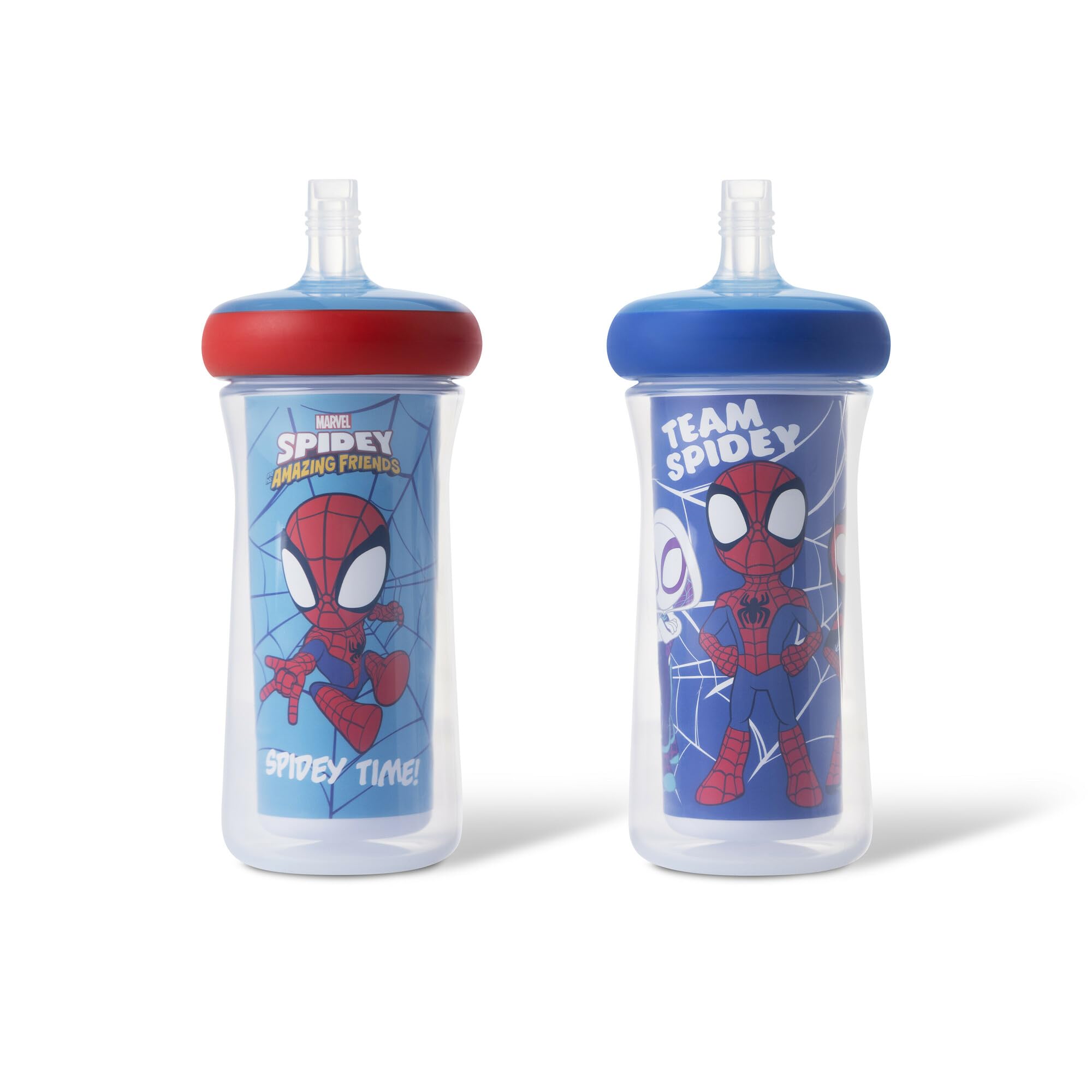 Copos Infantis The First Years Spidey Com Canudo, Pacote Com 270 Ml, Pacote Com 2
