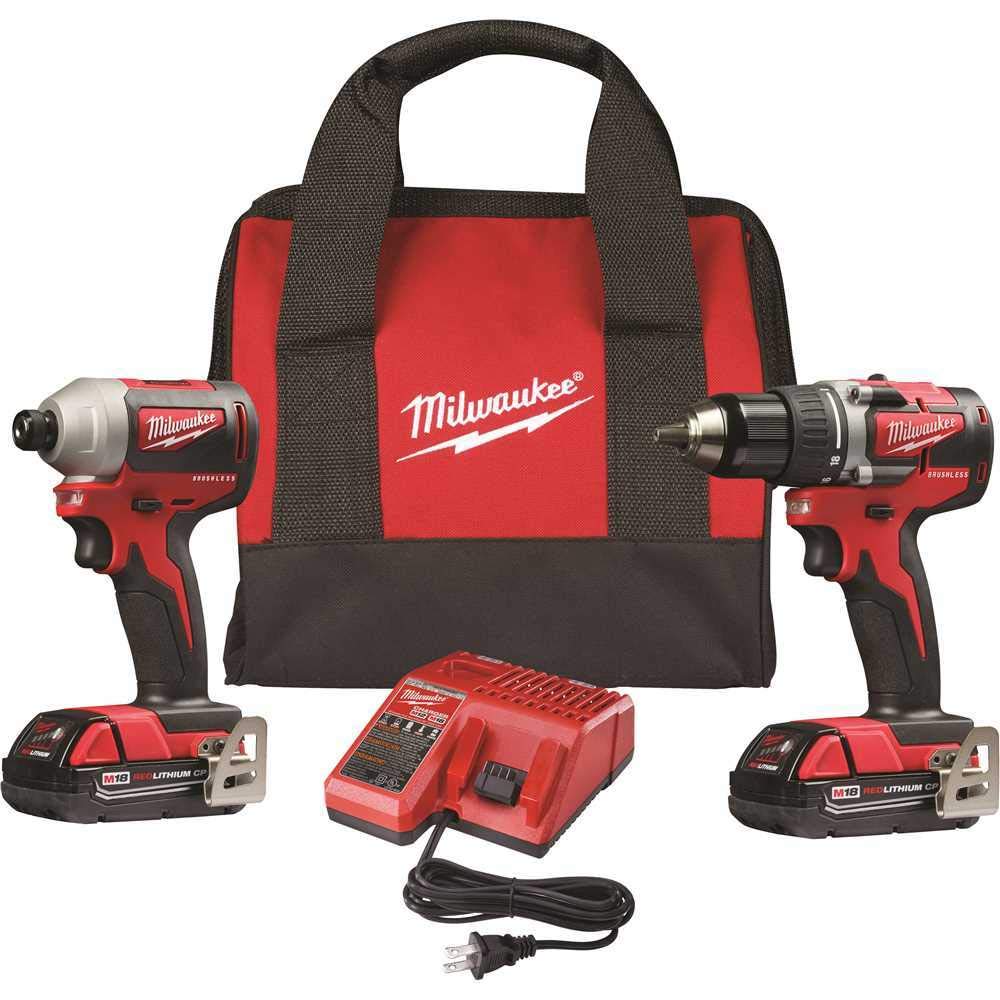 Kit Combinado De Furadeira/Chave De Impacto Compacta Sem Escova Milwaukee M18