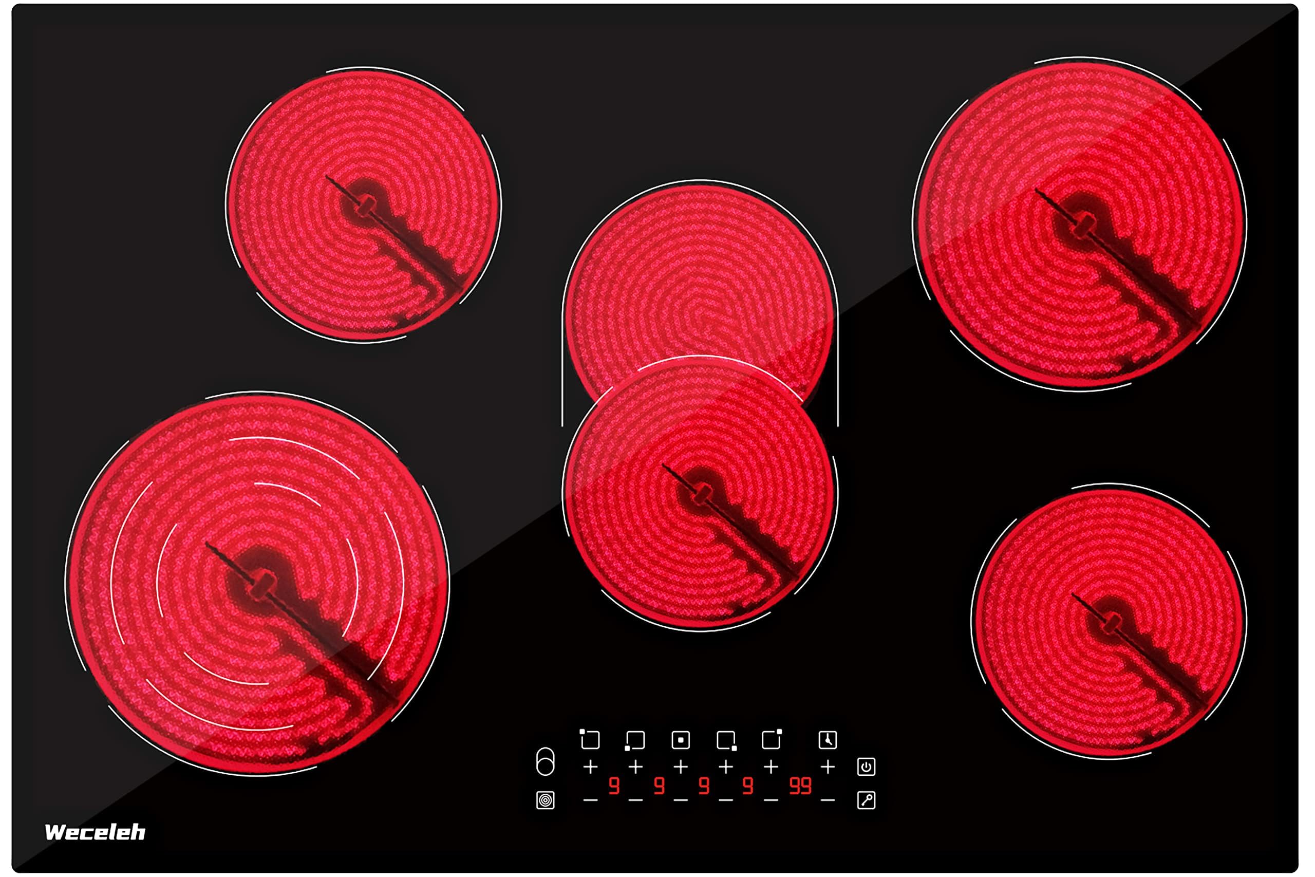 Fogão Elétrico Weceleh 30 Polegadas 5 Queimadores 8500w 220-240v