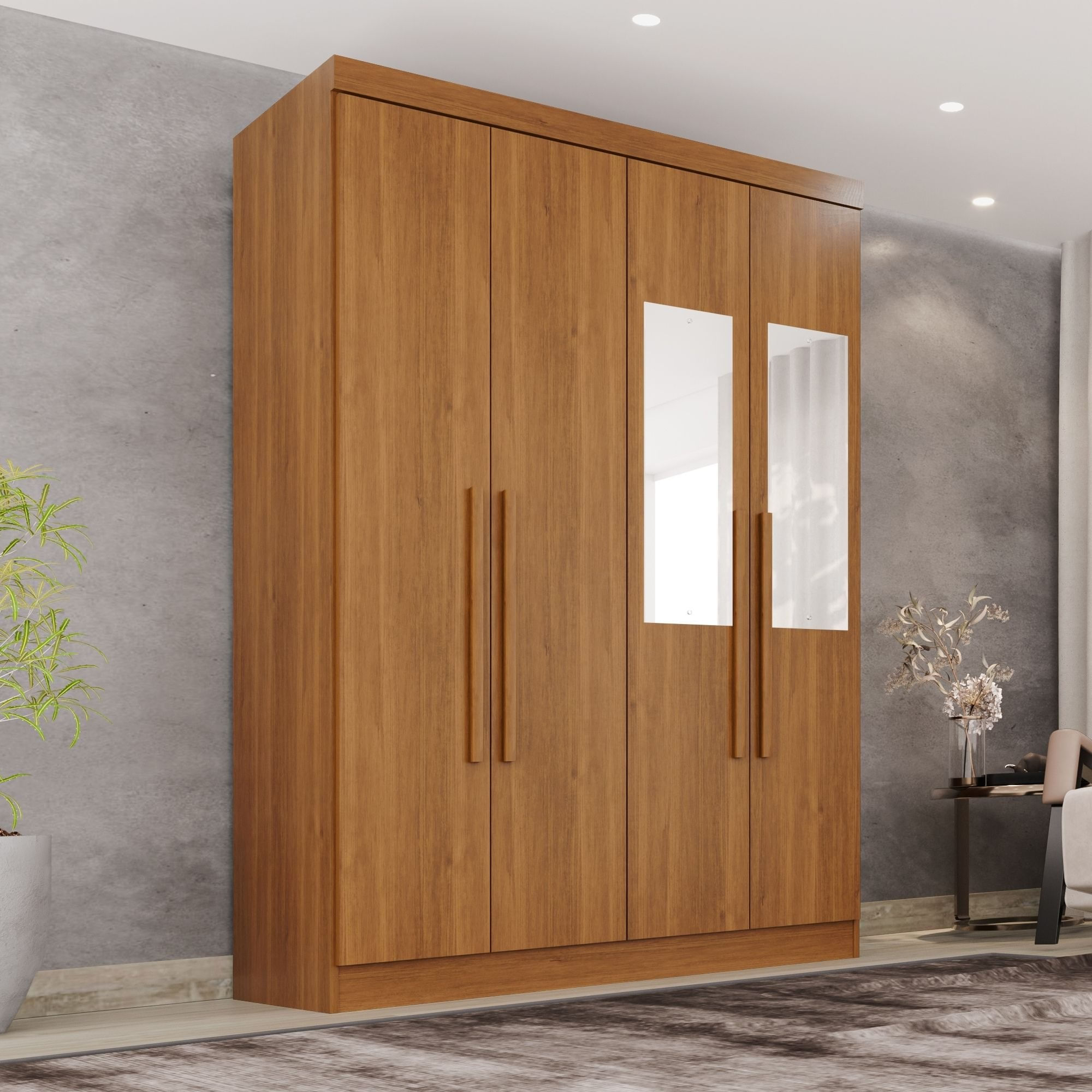 Guarda-roupa Casal Com Espelho 4 Portas 2 Gavetas França