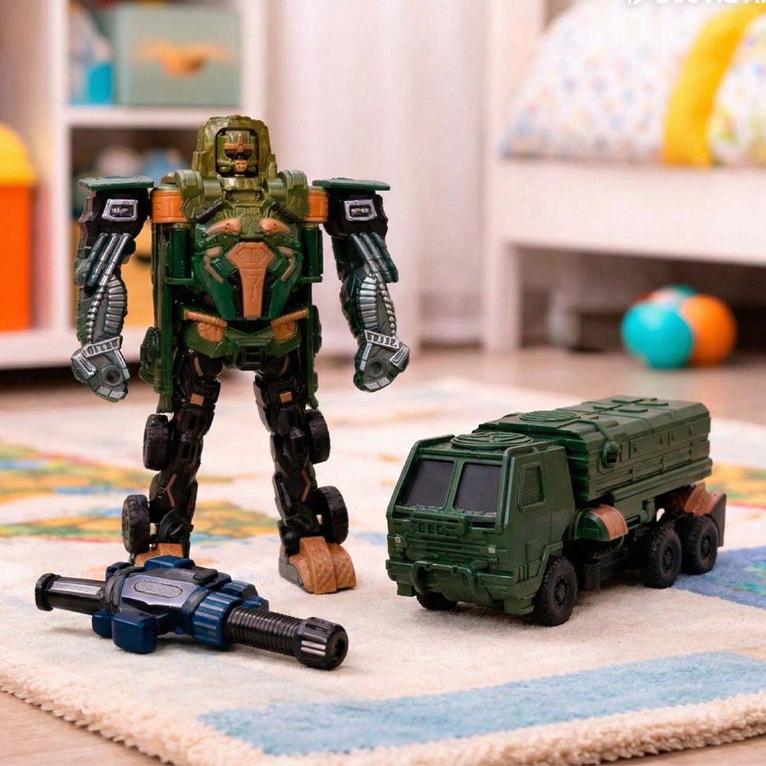 Brinquedo Robô Soldado Acessórios Transforma Carro Militar