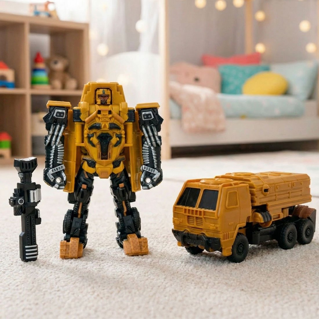 Brinquedo Robô Soldado Acessórios Transforma Carro Militar