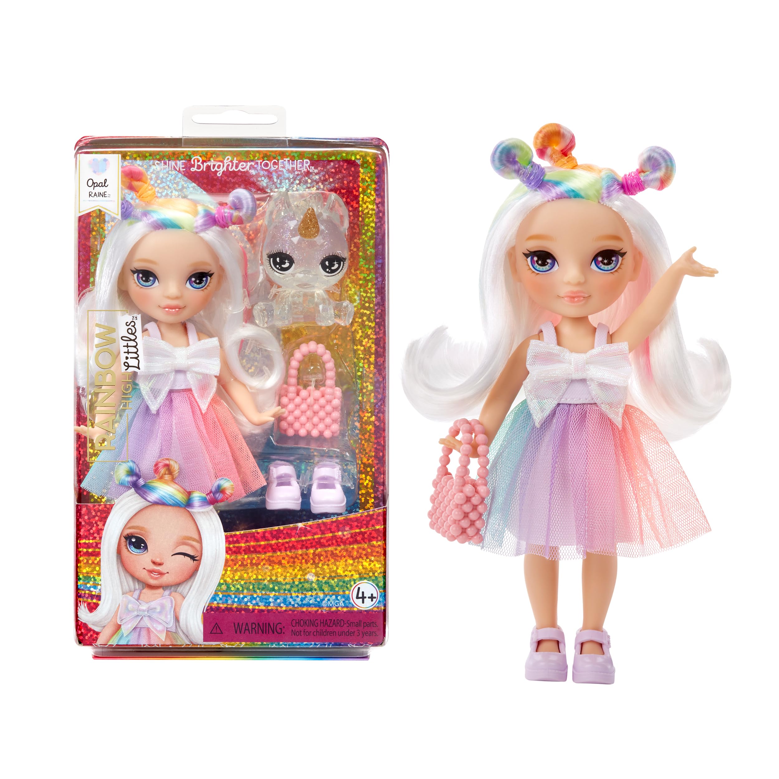 Boneca Rainbow High Littles Opal Raine 5.5 Com Bolsa E Unicórnio