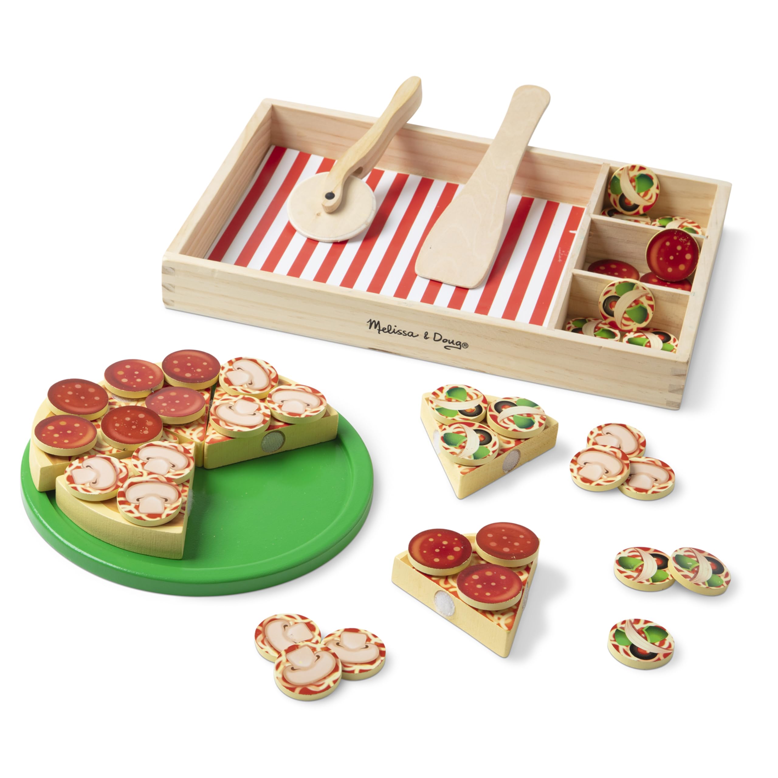 Play Food Set Melissa &amp; Doug Wooden Pizza Party +3 Anos