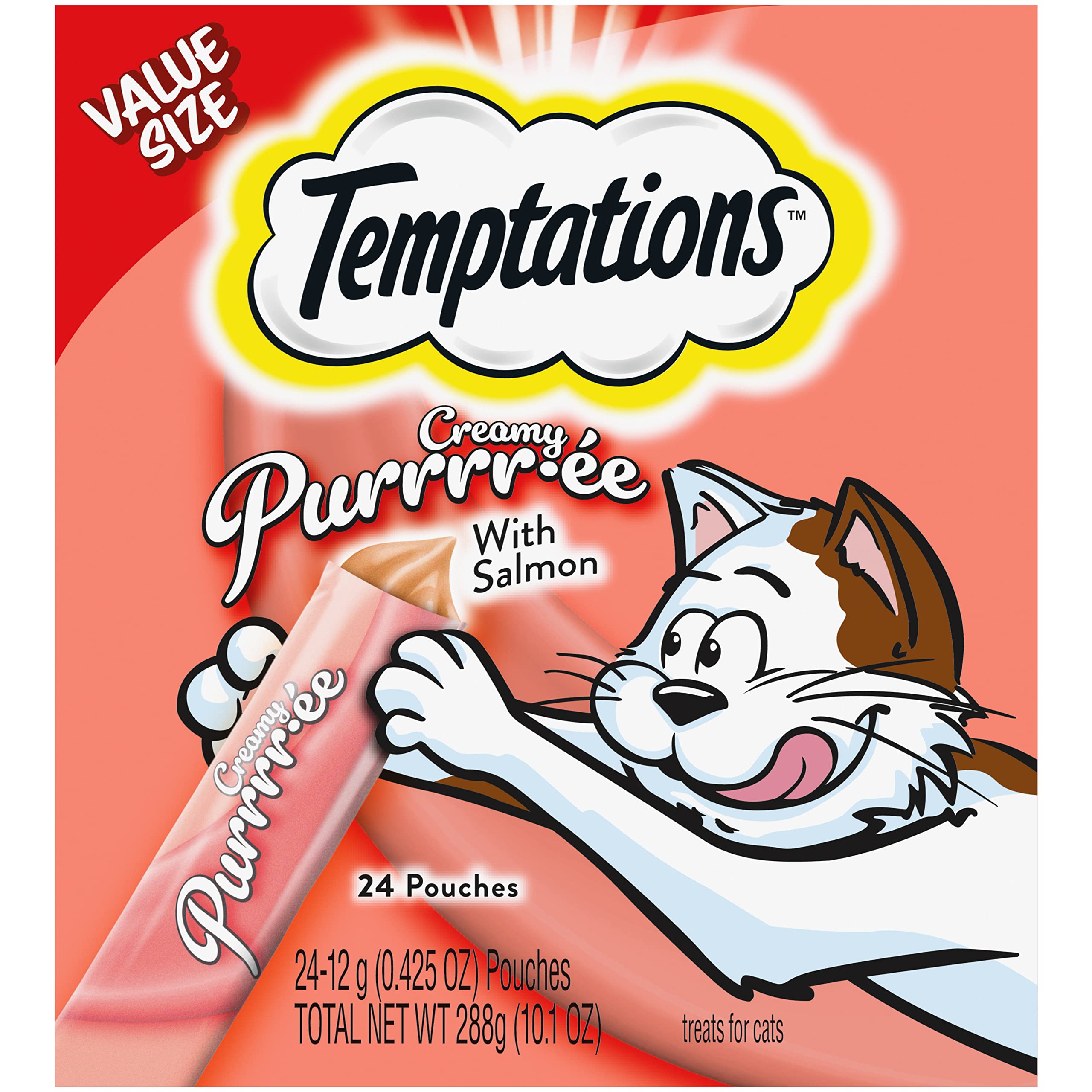 Purê Cremoso Cat Treats Temptations Com Salmão 12m+7,5g X24
