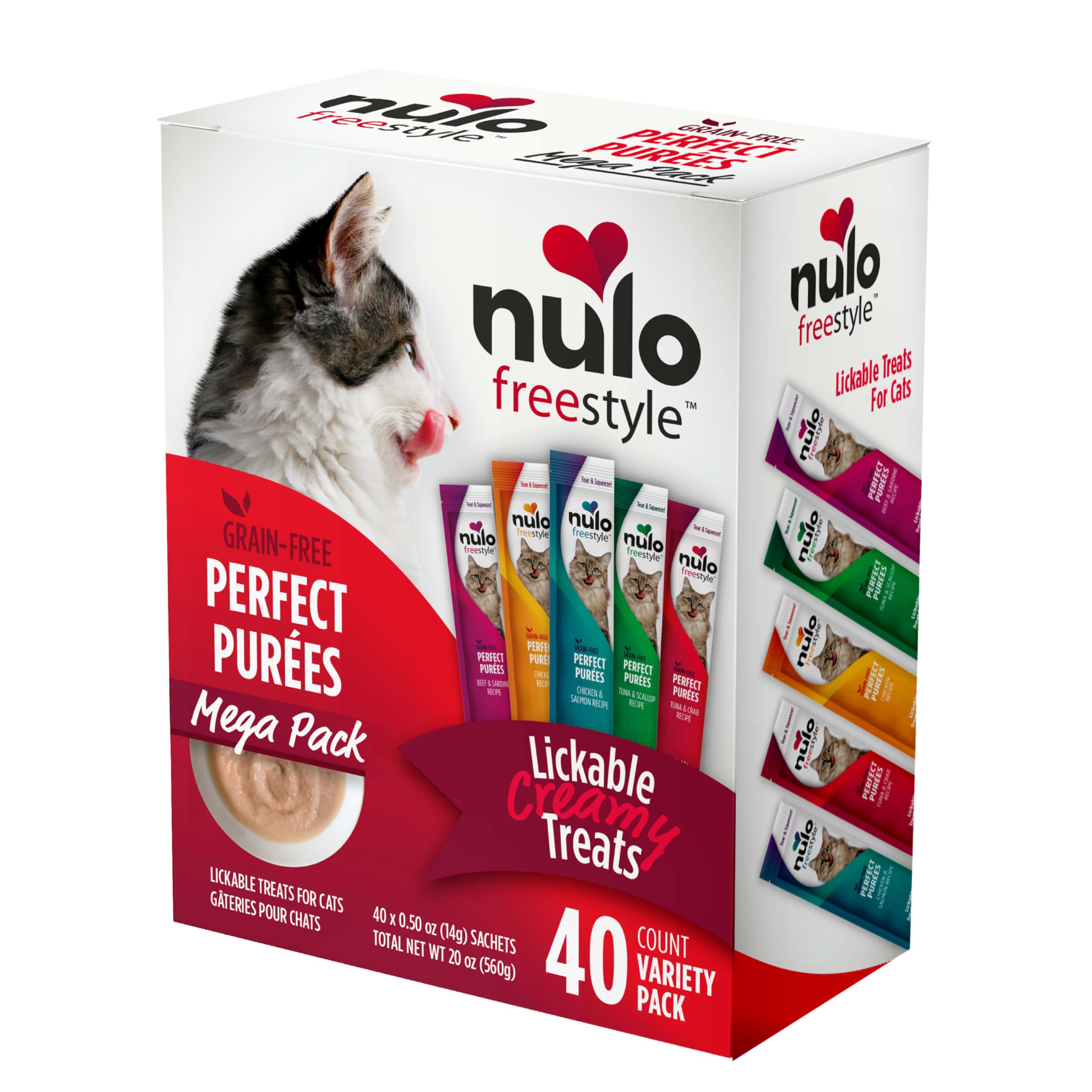 Wet Cat Treats Nulo Freestyle Perfect Purees, Pacote De 40 Unidades