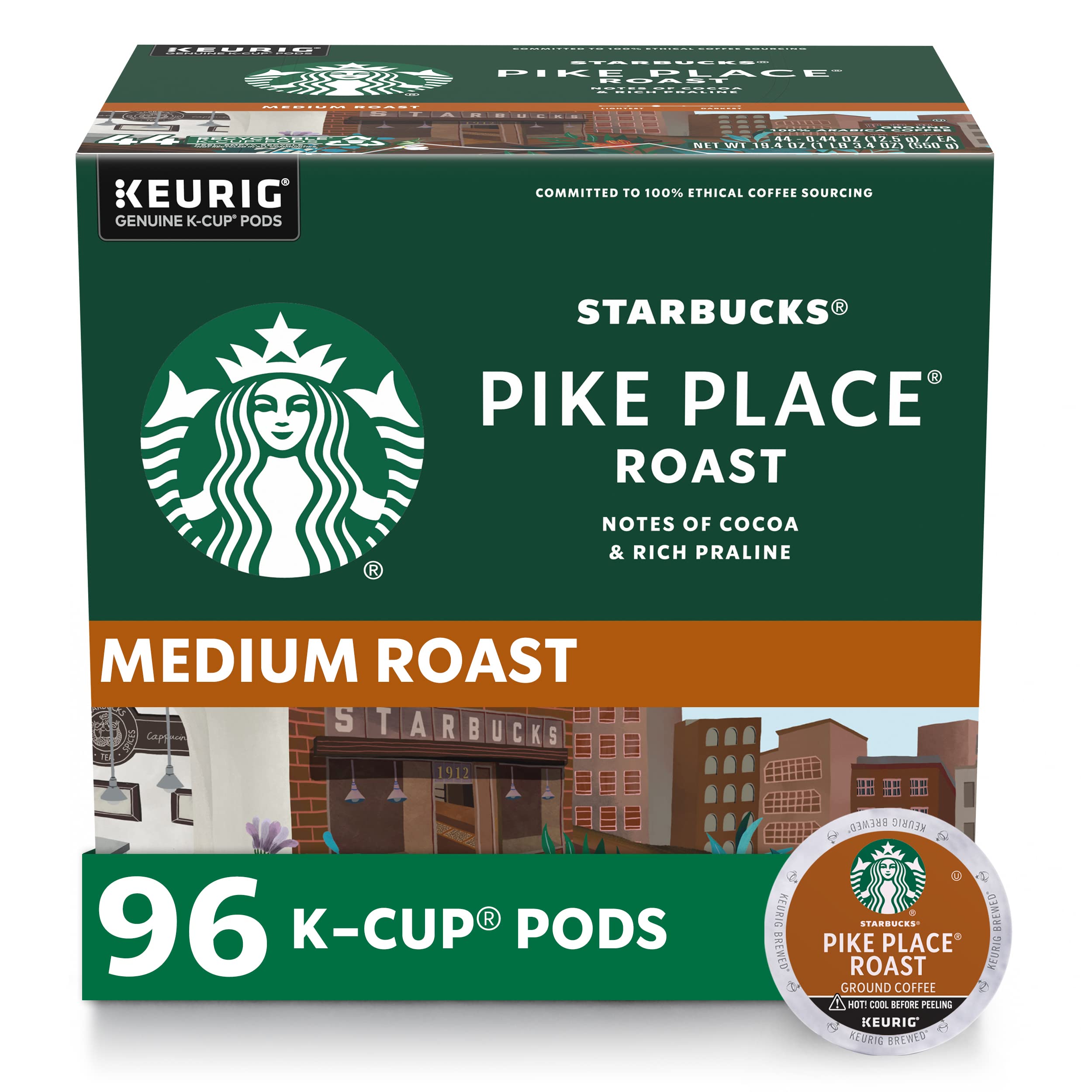 Cápsulas De Café Starbucks Pike Place Tostado Medio 96 K-cups