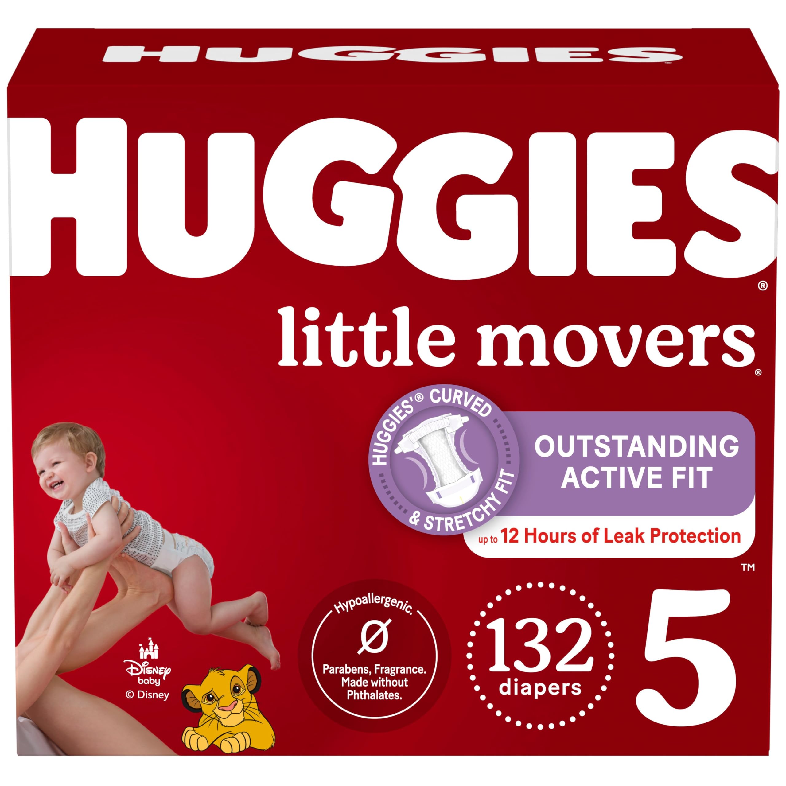 Fraldas Huggies Little Movers, Tamanho 5, 27 Libras Ou Mais, 132 Unidades X 2