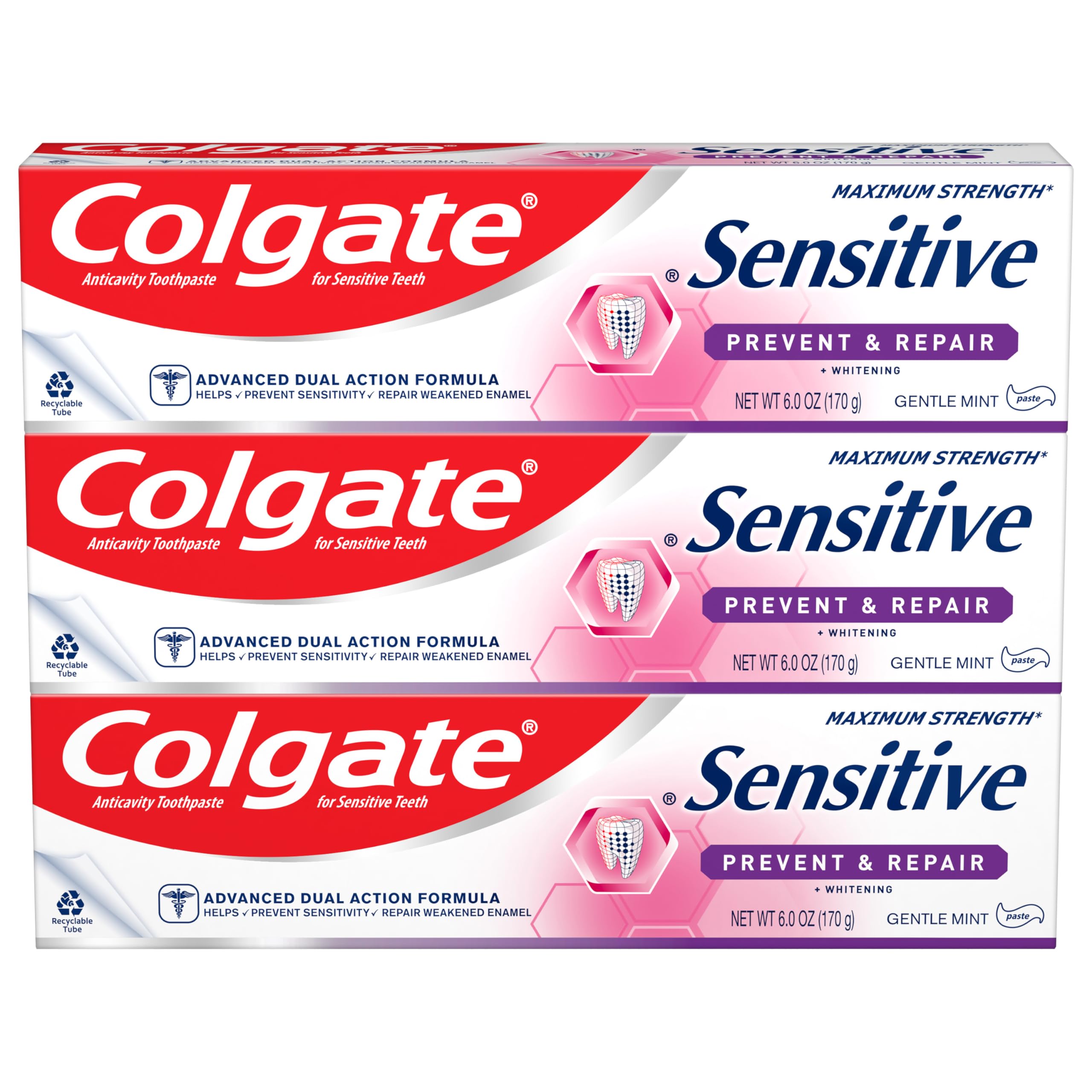 Pasta De Dente Colgate Sensitive Whitening, 6 Onças, Pacote Com 3
