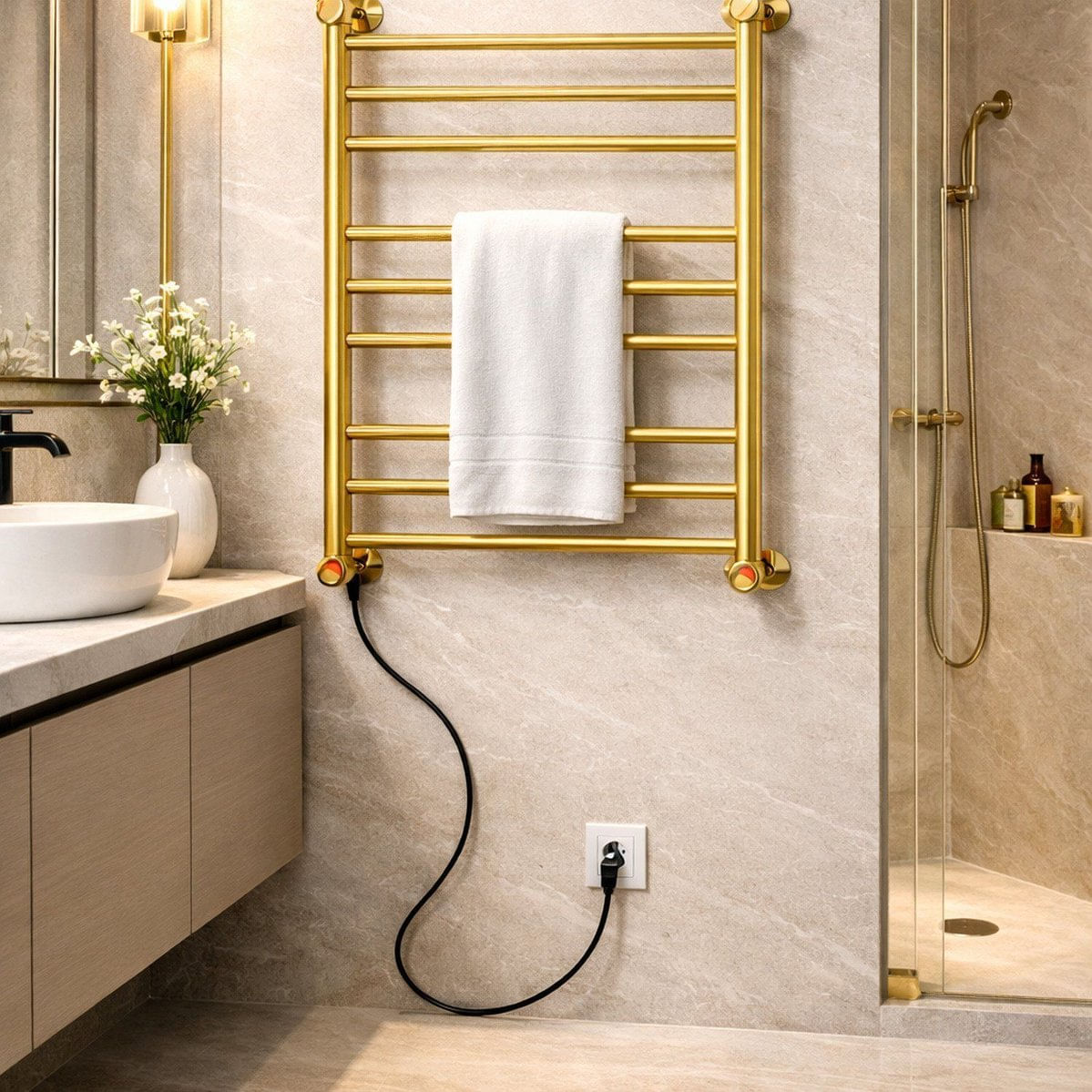 Toalheiro Aquecido Bivolt E Bilateral Belle Dourado Claro