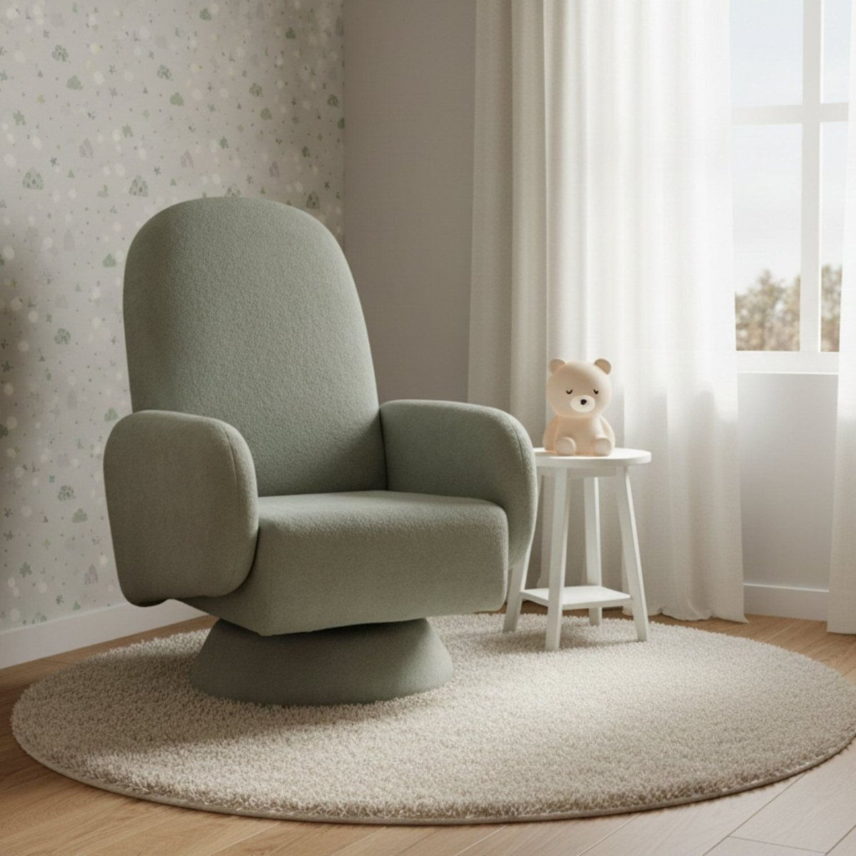 Poltrona De Amamentação Bouclé Cone Wave Verde Claro