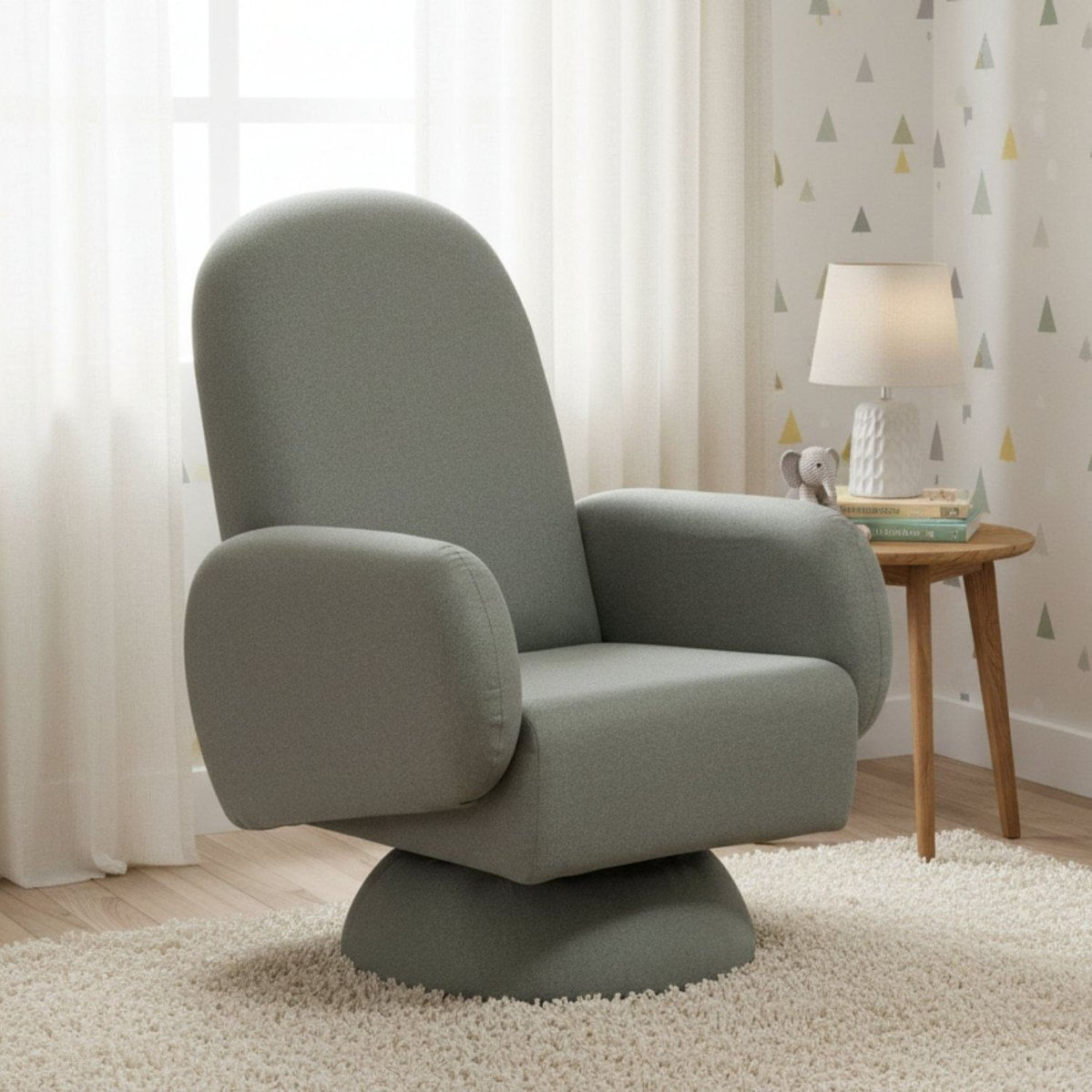 Poltrona De Amamentação Cone Giratória E Balanço Wave Verde