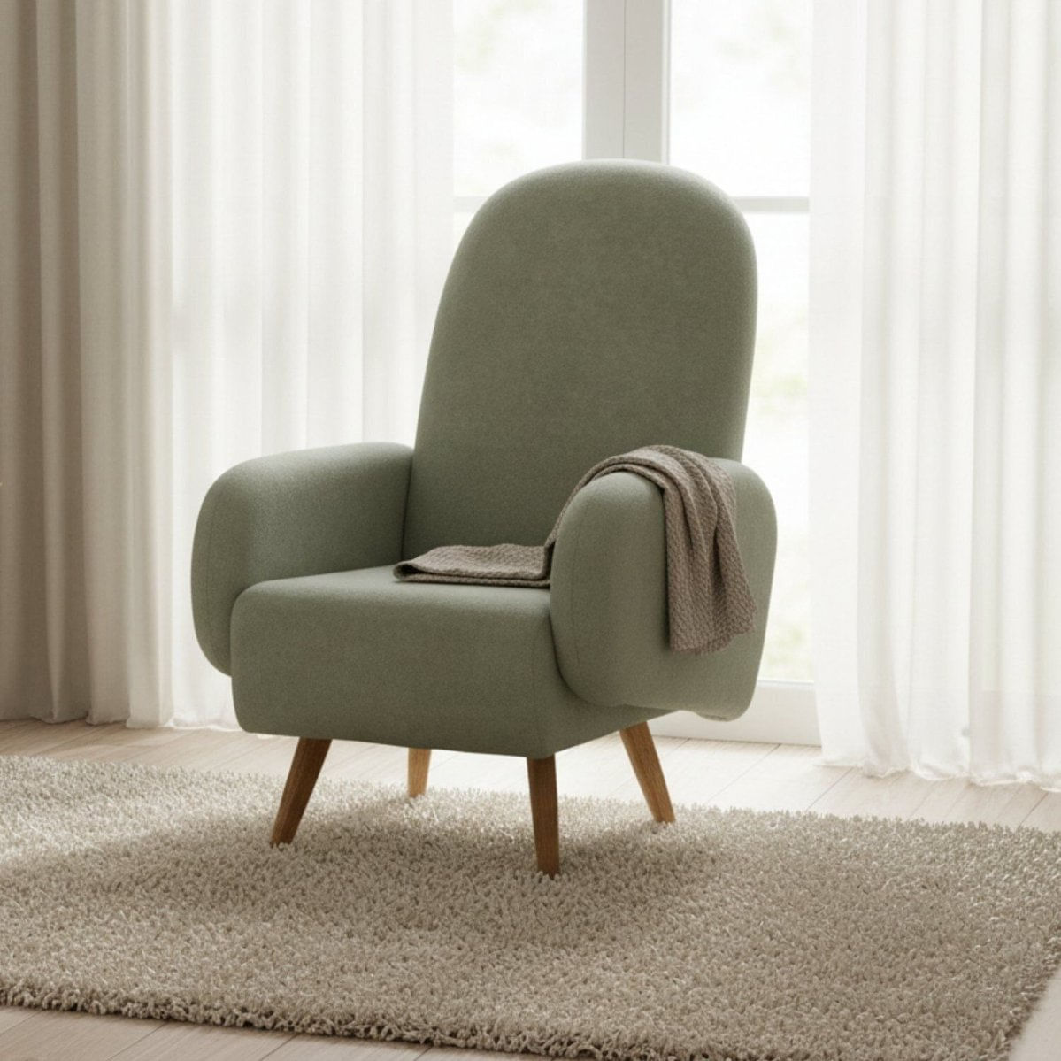 Poltrona De Amamentação Bouclé Wave Verde Claro