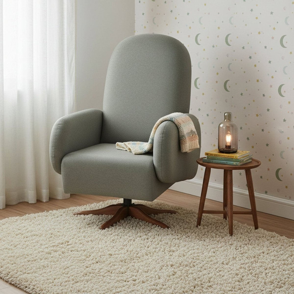 Poltrona De Amamentação Giratória E Balanço Wave Verde