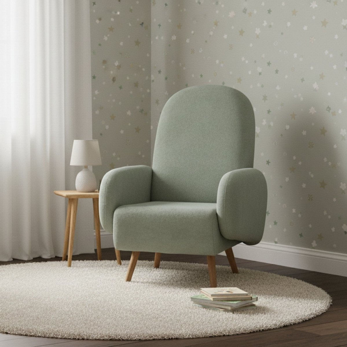 Poltrona De Amamentação Bouclé Wave Verde Claro