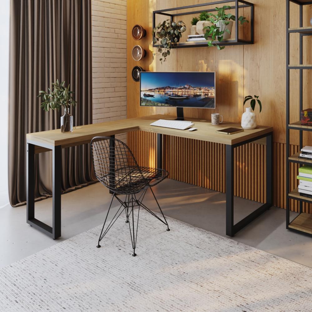 Mesa Em L Diretor 150x160x75cm Yon Vermont Oak/est.preta