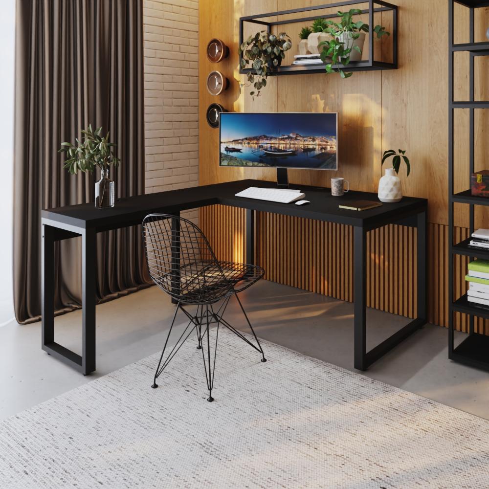 Mesa Em L Diretor 150x160x75cm Yon Preto Tx/est.preta